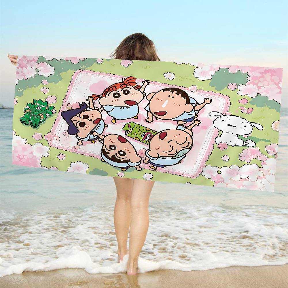 Аниме C-Crayon S-Shin-chan Пляжное полотенце из микрофибры Впитывающее Быстросохнущее Мягкое для йоги, плавания, отдыха, альпинизма