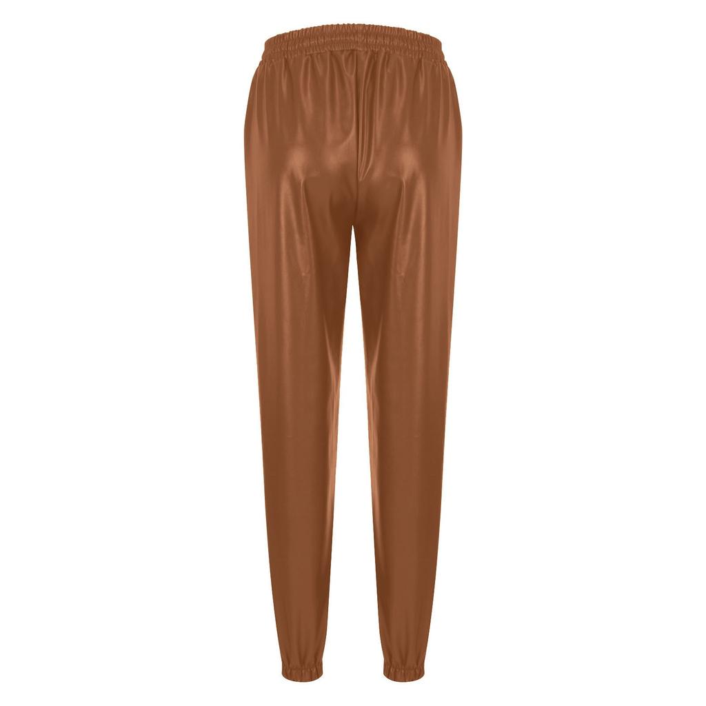 Женские повседневные брюки Harlan Ninth из твердой кожи с тонким шнурком и высокой талией