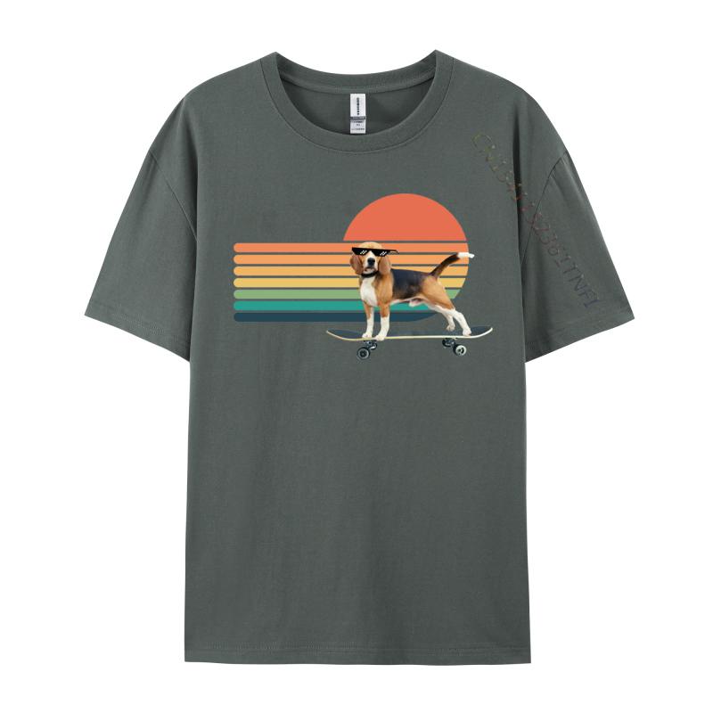 Vintage Beagle Skateboard Dog T Shirts Graphic Man Tee Shirts Crew Neck Cotton Unisex Tops Streetwear