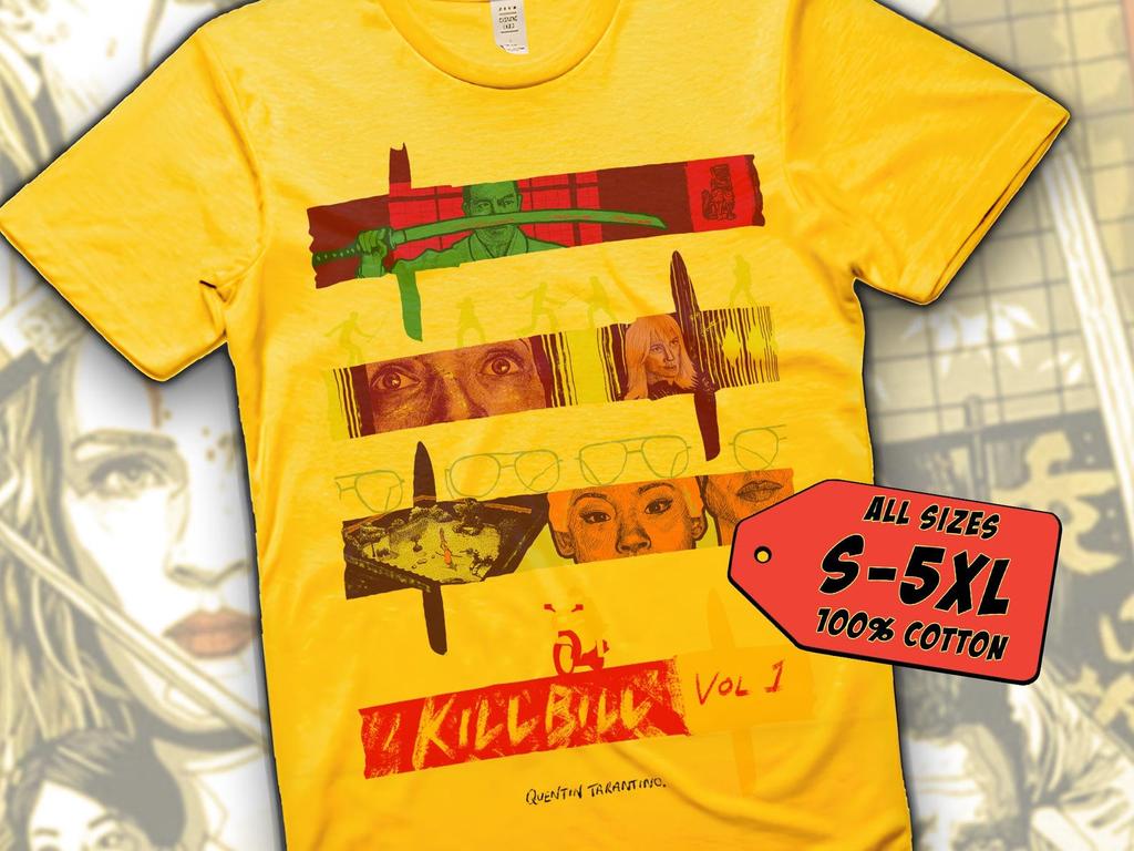 Футболка Kill Bill V9 Винтажная ЖЕЛТАЯ футболка Цифровая печать DTG Размеры S M L XL 2XL 3XL 4XL 5XL