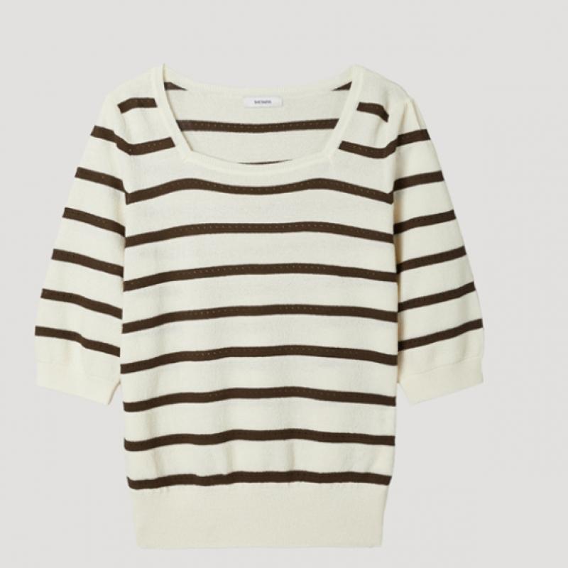 [shs Miss] Square Neck Stripe Knit Sskpop22240