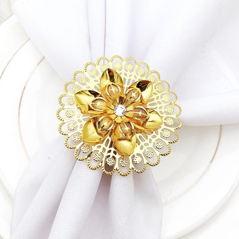 8pcs/lot New Flower Napkin Ring Metal Hollow Napkin Buckle Suitable for Wedding Holiday Party Table Decoration Supplies