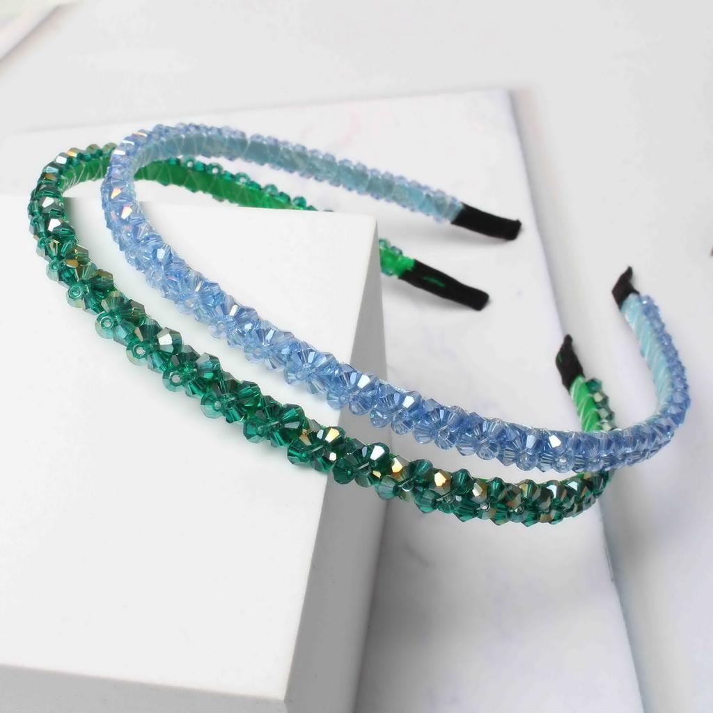 2 PK Shiny Crystal Headbands Beaded Hair Hoop Elegant Women Headwear Hairband Fashion Handmade Girls Hair Accessories