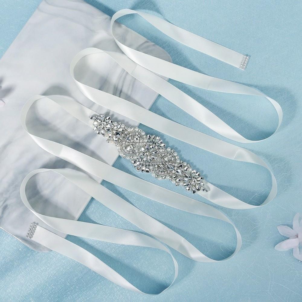 Ribbon Wedding Belt Silver Bridal Sashes Fashion Bridal Belt  Wedding
