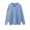 Blue twist design sweater women's autumn and winter lazy wind loose casual milk sweater thickened winter