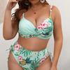 Европейский и американский большой размер Подтяжки Разноцветный С высокой талией Без спины Сексуальные красотки Раздельный купальник бикини