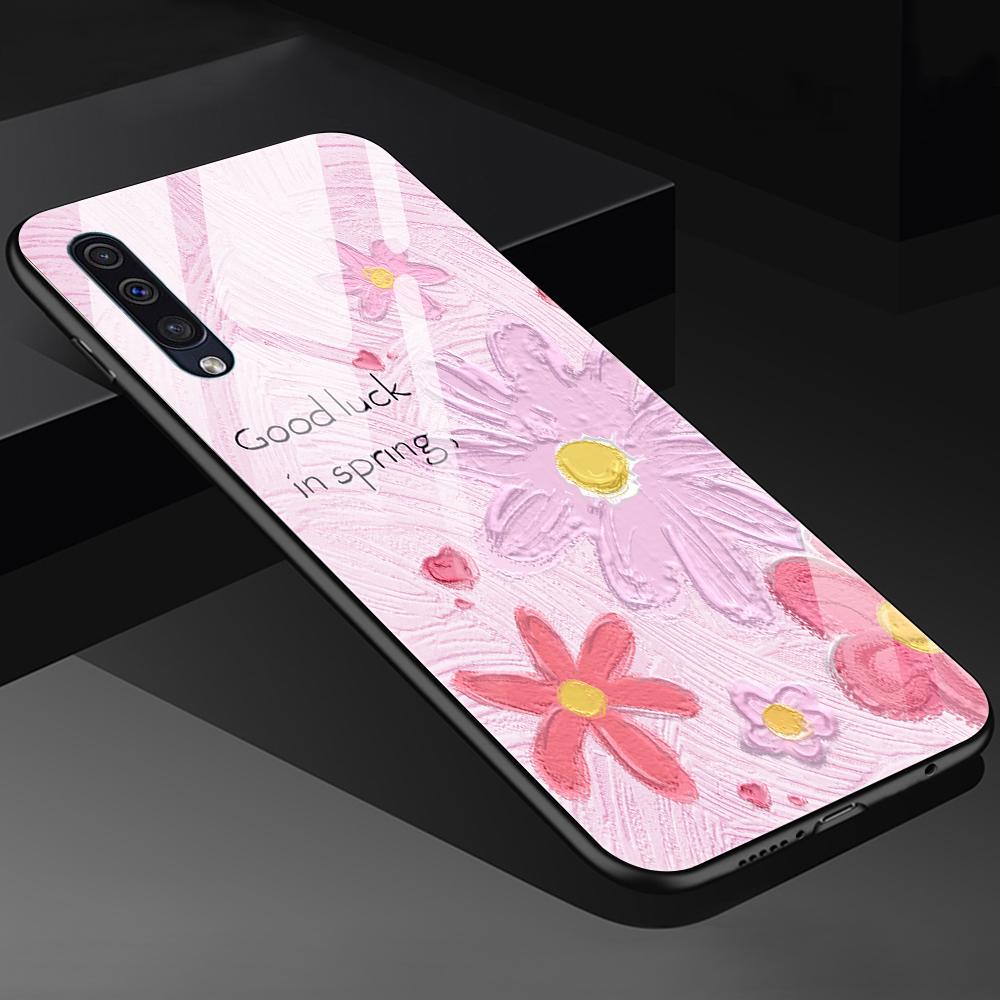 Чехол с цветочным рисунком для Samsung Galaxy A52 A71 A72 A73 A53, чехол из закаленного стекла для Samsung A13 5g A03 A22 A21s A03 Core A42 A70