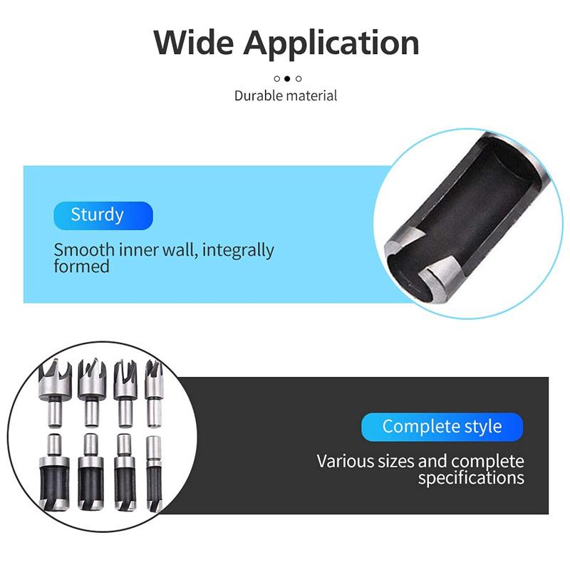 Wood Plug Cutter Drill Bit Set Straight Tapered Cutting Tool Cork Knife HSS Claw Type Woodworking 6mm 10mm 13mm 16mm