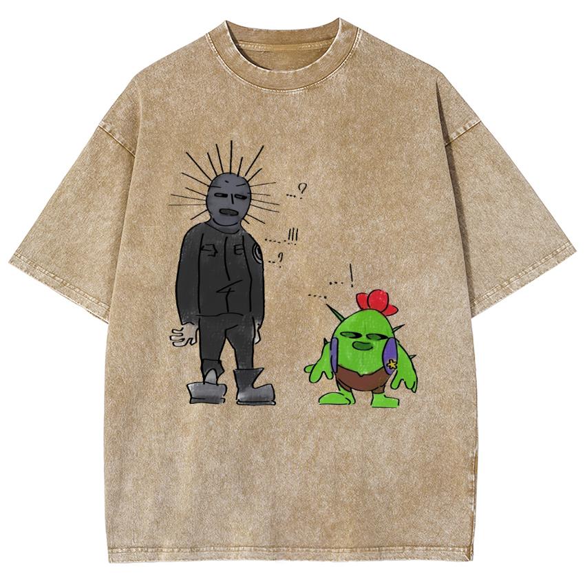 Men's Washed Vintage T-Shirts Street Retro Punk T Shirt Women Harajuku Casual Cotton Short Sleeve Acid Wash TShirts Top