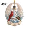 Christmas Tree Accessories Red Birds Ornament, 2D Acrylic Bird Hanging Decoration Cute Ornament with Angel Wings, Holiday Pendant for Home Decor