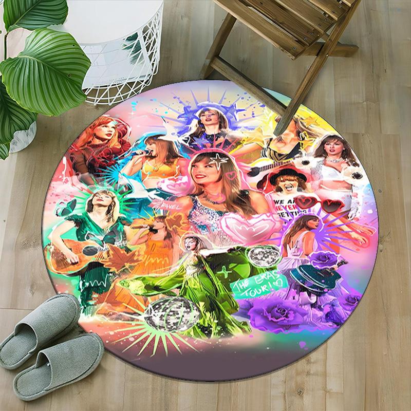 1pc Taylor Swift2 Print Round Carpet Chair Round Carpet Suitable for Bedroom Living Room Home Decorative Carpet