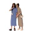 Summer Casual Long Knee Split Short Sleeve Nightgown Women's Plus Size Loose Straight T-Shirt Dress