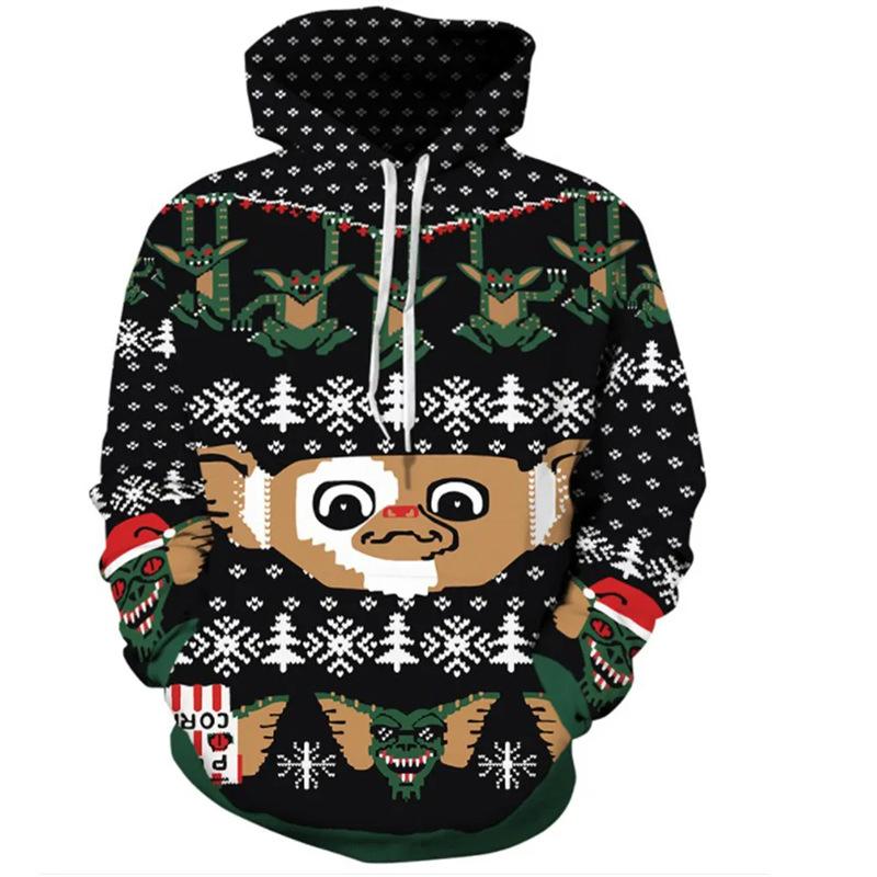 Рождественская толстовка с принтом рождественских колокольчиков 3D цифровая печать для пары модная повседневная толстовка с капюшоном