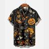 Fun Halloween Party Graphic Hawaiian Shirt For Men Horror Cat Pumpkin 3D Printed Shirts Holiday Men's and Women's Short Sleeve Tops Blouse