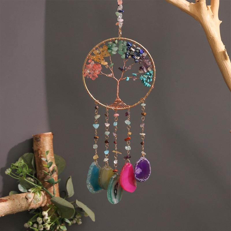 Luxury Agate Life Tree Dream Catcher Aesthetic Funny Wind Chimes Creative Art Macrame Ornament Home Wall Decoration Crafts Gift