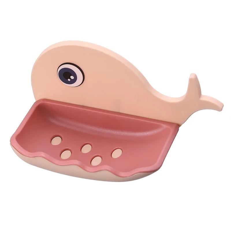 1pc Cartoon Whale Shape Soap Box for Bathroom Toilet Kitchen Bathroom Soap Holder No-hole Wall Mounted Soap Holder