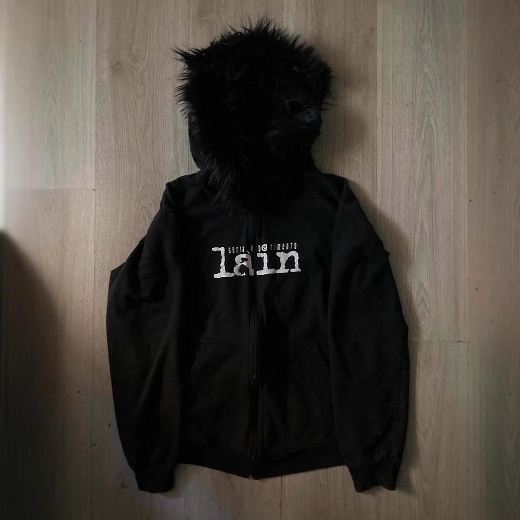 BeatStreet Y2K Ретро Свободный Кардиган на Молнии с Меховым Воротником Худи Осенний Повседневный Дизайн Тонкий Повседневный Пальто