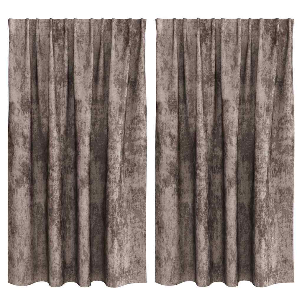 Velvet Curtains with Curtains 2 pcs Cappuccino 140 x 140 cm Velvet