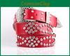 Wide Leather Belt With Metal Pin Closure Rhinestone Decor For Womens Elegant