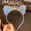 Glitter Quicksand Hair Band Crown Transparent Hair Hoops Hair Ornament Cat Ear Headbands  Children