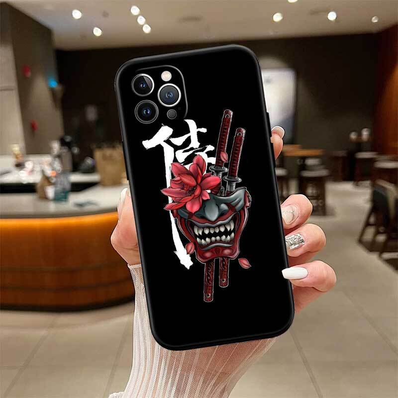 Japan Samurai Mask Shockproof Phone Case for iPhone 6 6s 7 8 11 12 13 14 15 16 17 16E XS Pro Max XR X SE Air