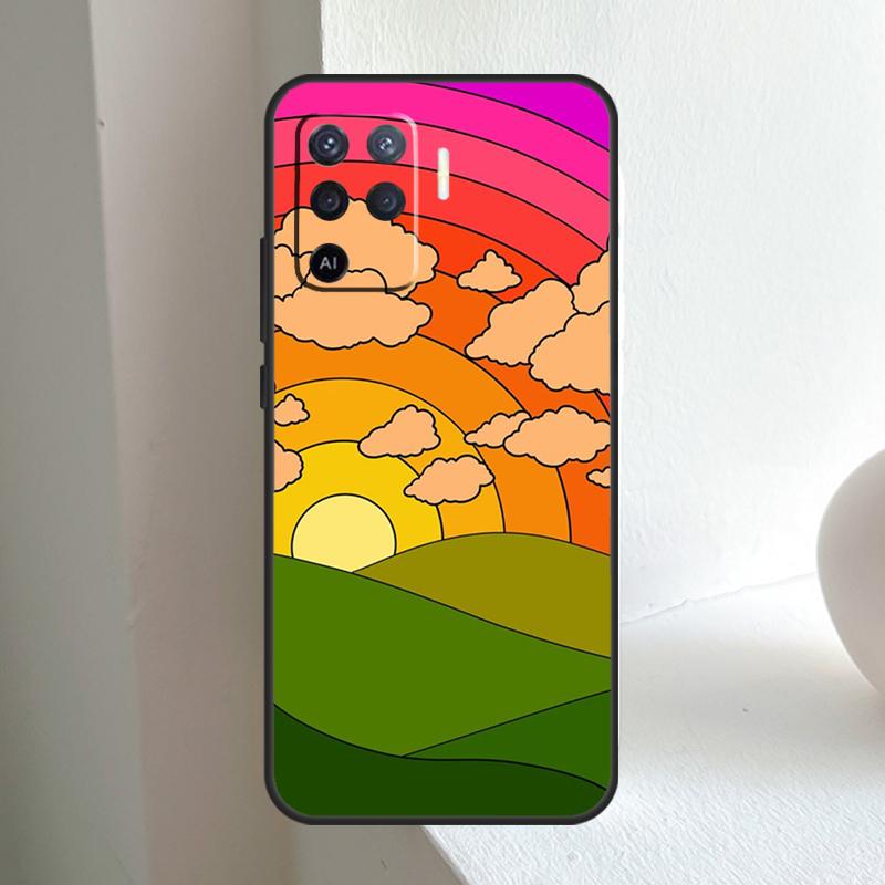 Rainbow 70s Groovy landscape For OPPO A6 A5 Pro A15 A17 A77 A16 A76 A96 A18 A38 A58 A78 A98 A54 A74 A94 A40 A60 A80 Case