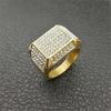 Men's Ring Iced Out Bling Jewelry Wholesale Male Gold Color Stainless Steel Pave Rhinestones Square Rings For Men Anillos