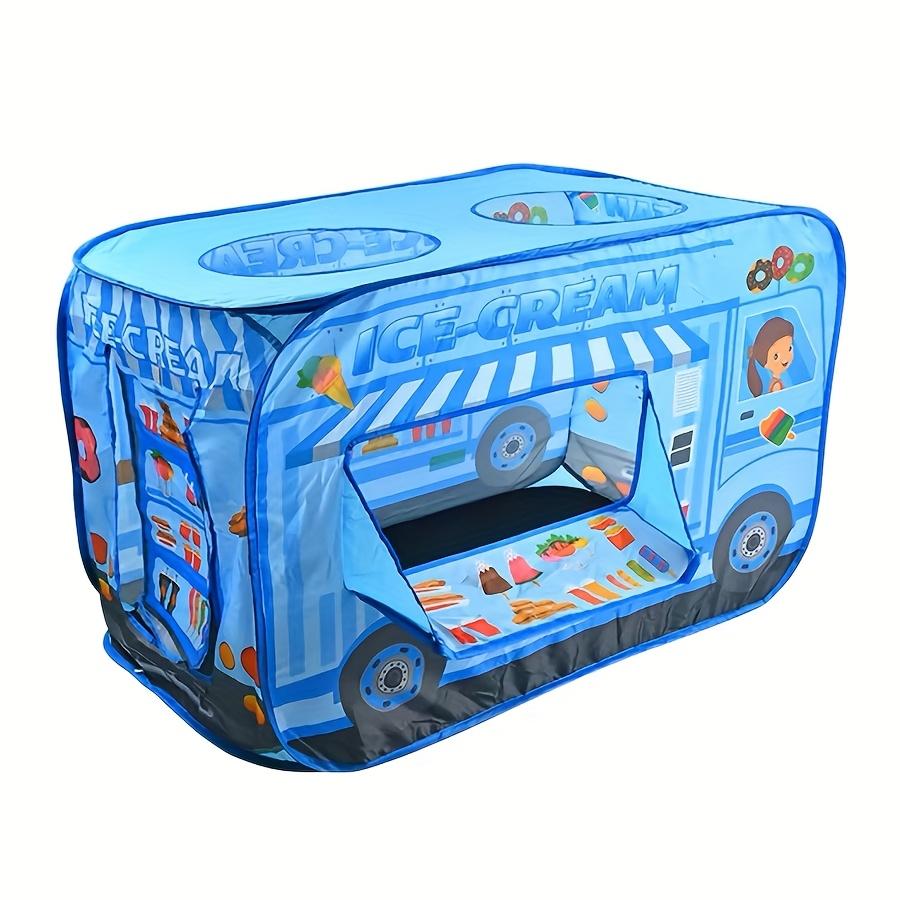 Game Tent Blue Ice Cream Car Pop up 3 Openings Children Play House Blue Dessert Truck Theme Game Room Suitable Indoor Outdoor