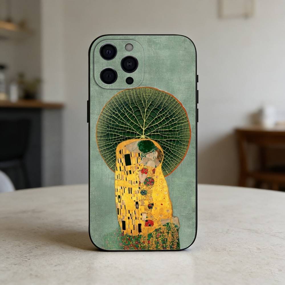 Чехол для телефона «Поцелуй» Г-Густав Климт П-Картина Для iPhone 17,16,15,14,13,12,11 Plus,Pro Max,SE4 Мягкий силиконовый черный чехол