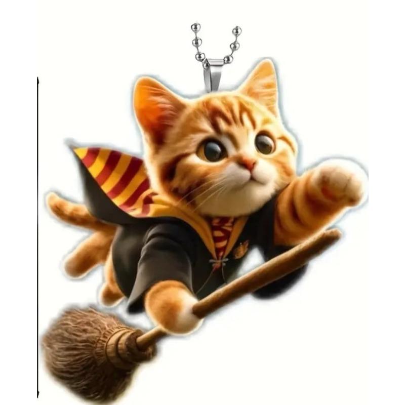 New Cute Cat Acrylic Material Flat 2D Car Pendant, Backpack Accessories, Home Decoration