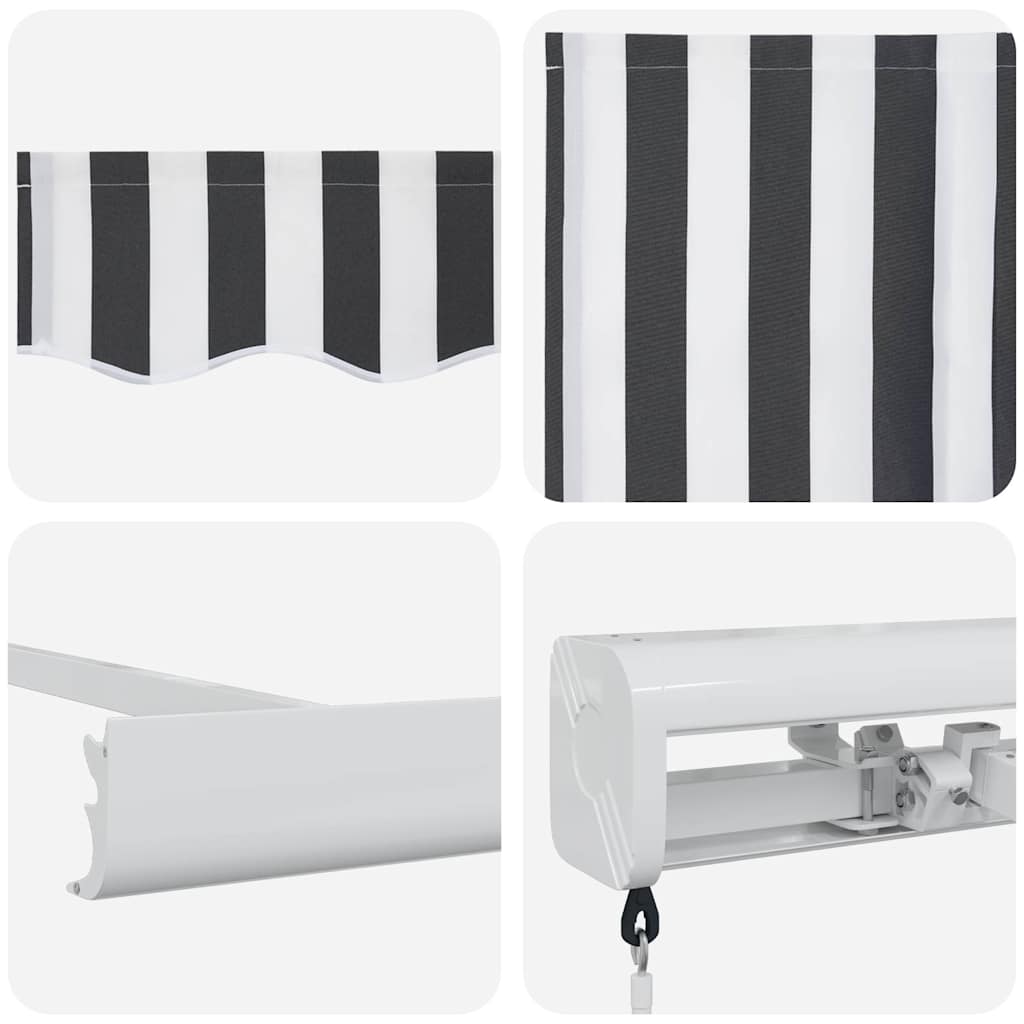 Retractable Awning Anthracite and White 4.5 x 3 m Fabric and Aluminum