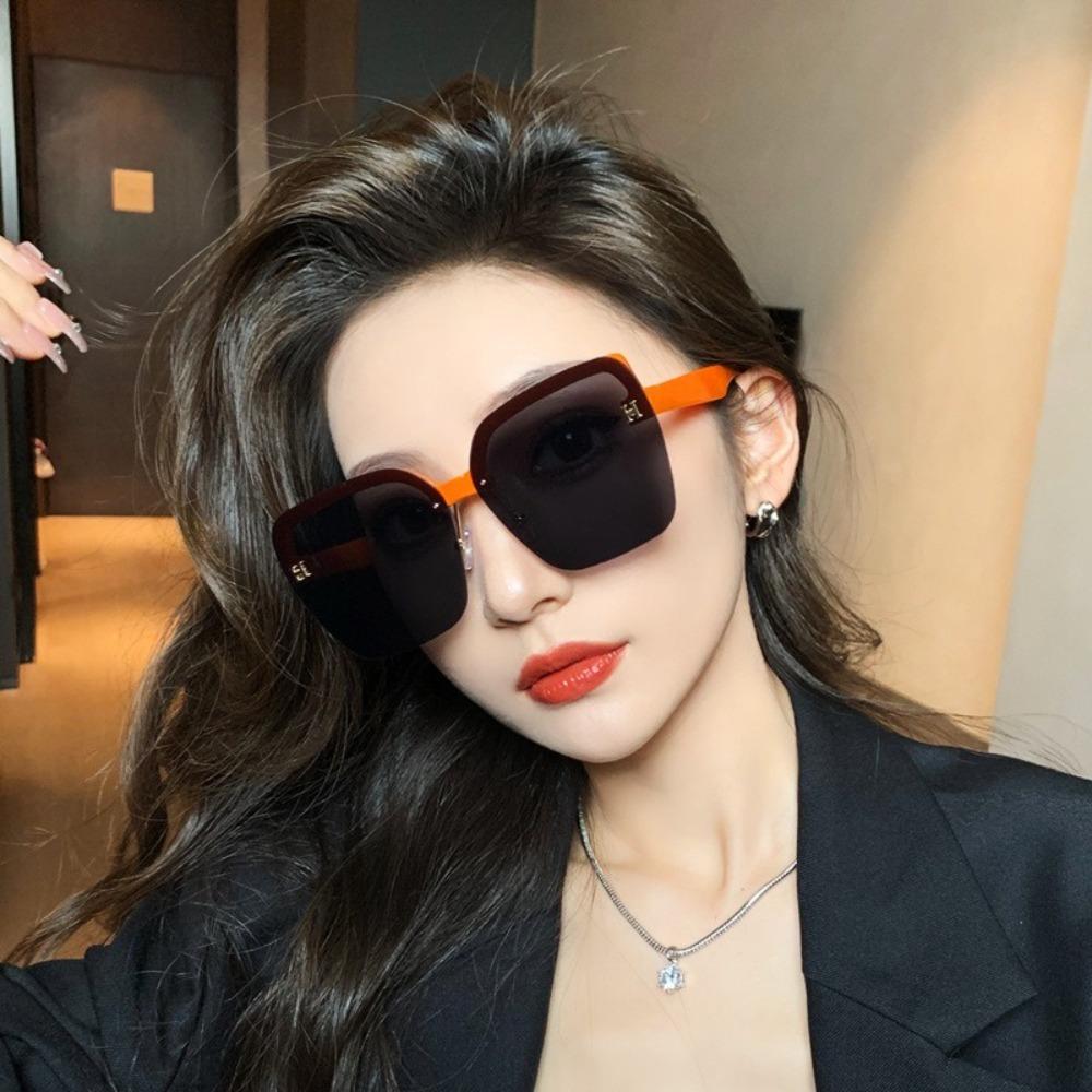 Large Frame Sunglasses H Letters Round Face Show Face Small Fashion Anti-UV Sunglasses