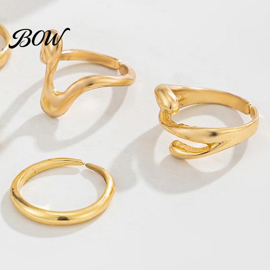 Stackable Foot Accessories 5Pcs Irregular Toe Ring Set, Non Tarnish Golden Plated Alloy Metal Rings Band, Adjustable Open Jewelry for Women Band