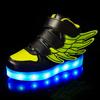 High-top Children's Lamp Shoelace Wings LED Shoes USB Charging Children's Shoes Autumn and Winter Luminous Shoes Boys and Girls Light Shoes