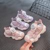 Girls' Sandals Summer New Breathable Button Mesh Shoes Children's Sports Beach Shoes Fashionable Lightweight Soft Sole