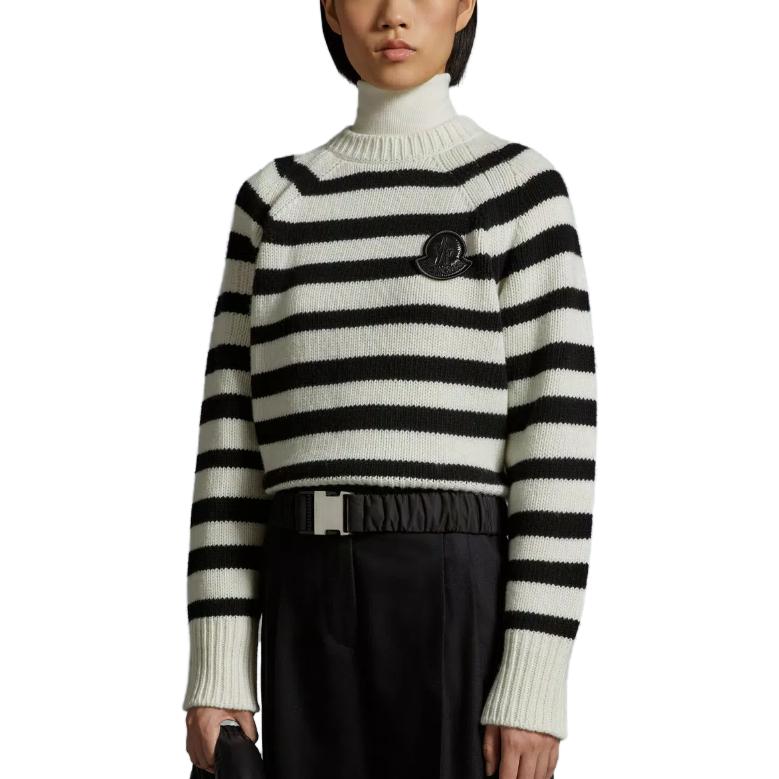 Moncler Striped Wool Jumper Women sweater Black I20939C00023M1241P09