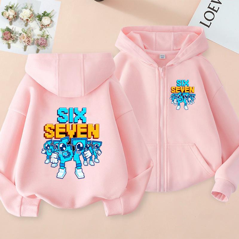 New Six Seven Zip Up Hoodies Children's Funny 67 Brainrot Sweatshirts Kid Girl Boy Zipper Hoody Casual Fashion Tops