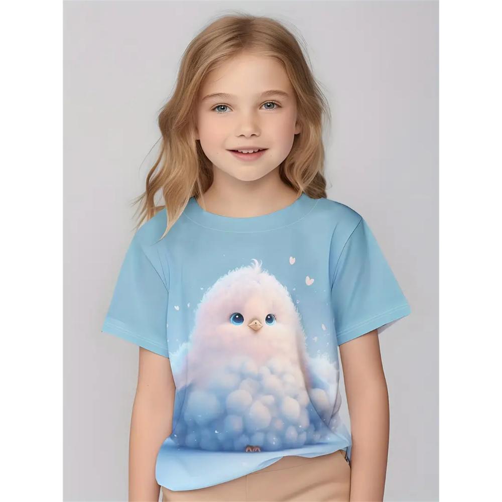 2025 Одежда для девочек Модные повседневные футболки с 3D-принтом Милые индивидуальные повседневные футболки для девочек Летняя футболка с короткими рукавами