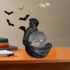 Halloween Crystal Ball Decoration Reaper Statue Gothic Spooky Sculpture with Light-Up Ball Halloween Statue Ornament