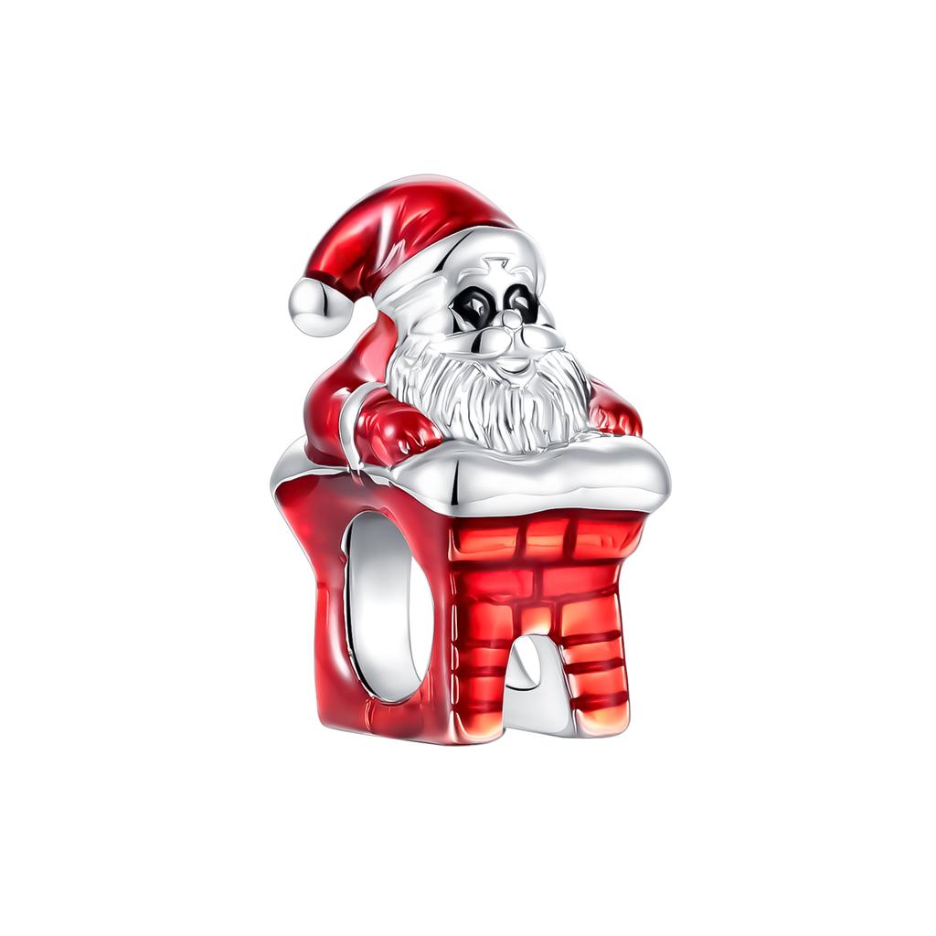 Santa Claus Climbs The Chimney Beads Copper Christmas Dangle Pendant Fit Bangle Bracelet Necklace Handmade Jewelry