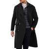 Men Overcoat Autumn Winter Lapel Collar Double-breasted Solid Color Pocket Long Sleeves Casual Loose Thick Warm Male Mid-length Coat Jacket Outwear