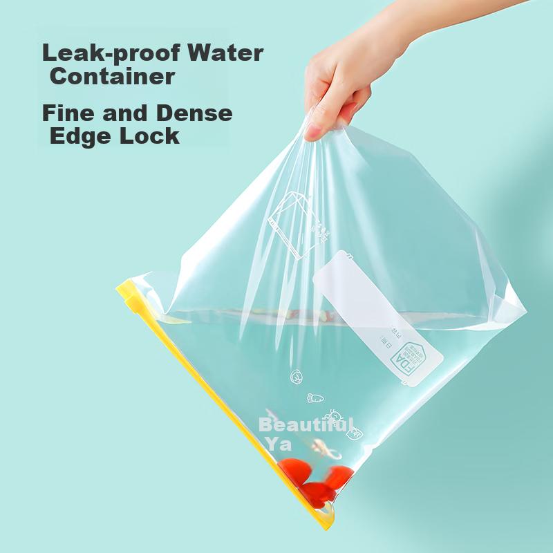 Food Storage Bags with Zipper, Large Size, 10 Pieces, Thickened Disposable Kitchen Cold Storage Fresh-Keeping Transparent Self-Sealing Bags