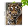 Charming Tiger Family Canvas Art Print,Frameless Modern Oil Painting Style Wall Decor for Living Room, Bedroom, Dining Area
