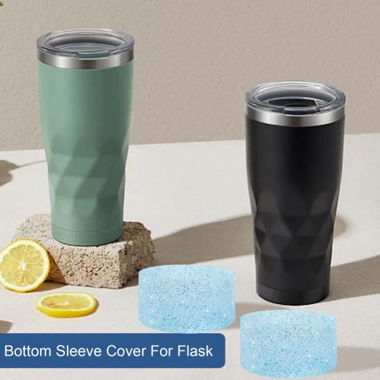 Блестящий силиконовый чехол для бутылки с водой, нескользящая изоляционная защита дна чашки, защита от ожогов