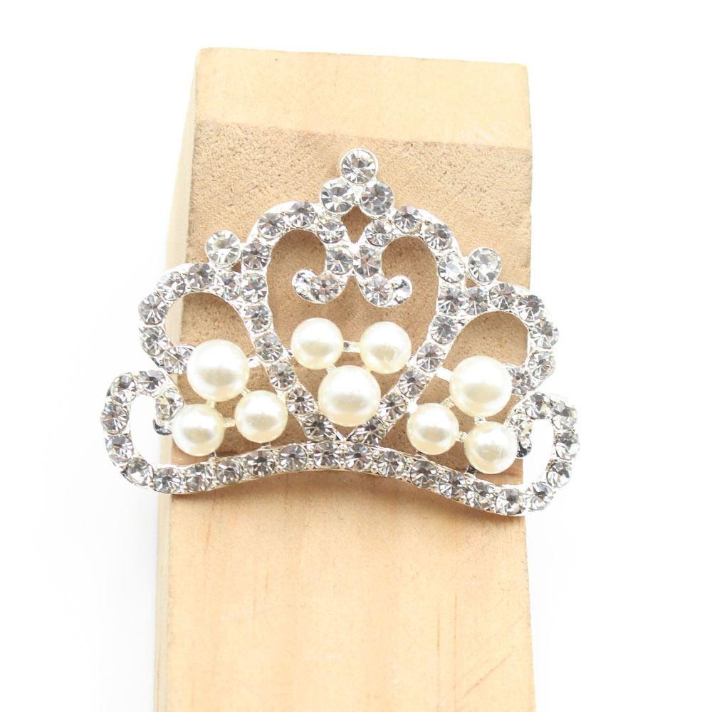 10Pcs Glamorous Crystal Pearl Crown Silver/Gold Clothing Sewing Accessories Bridal