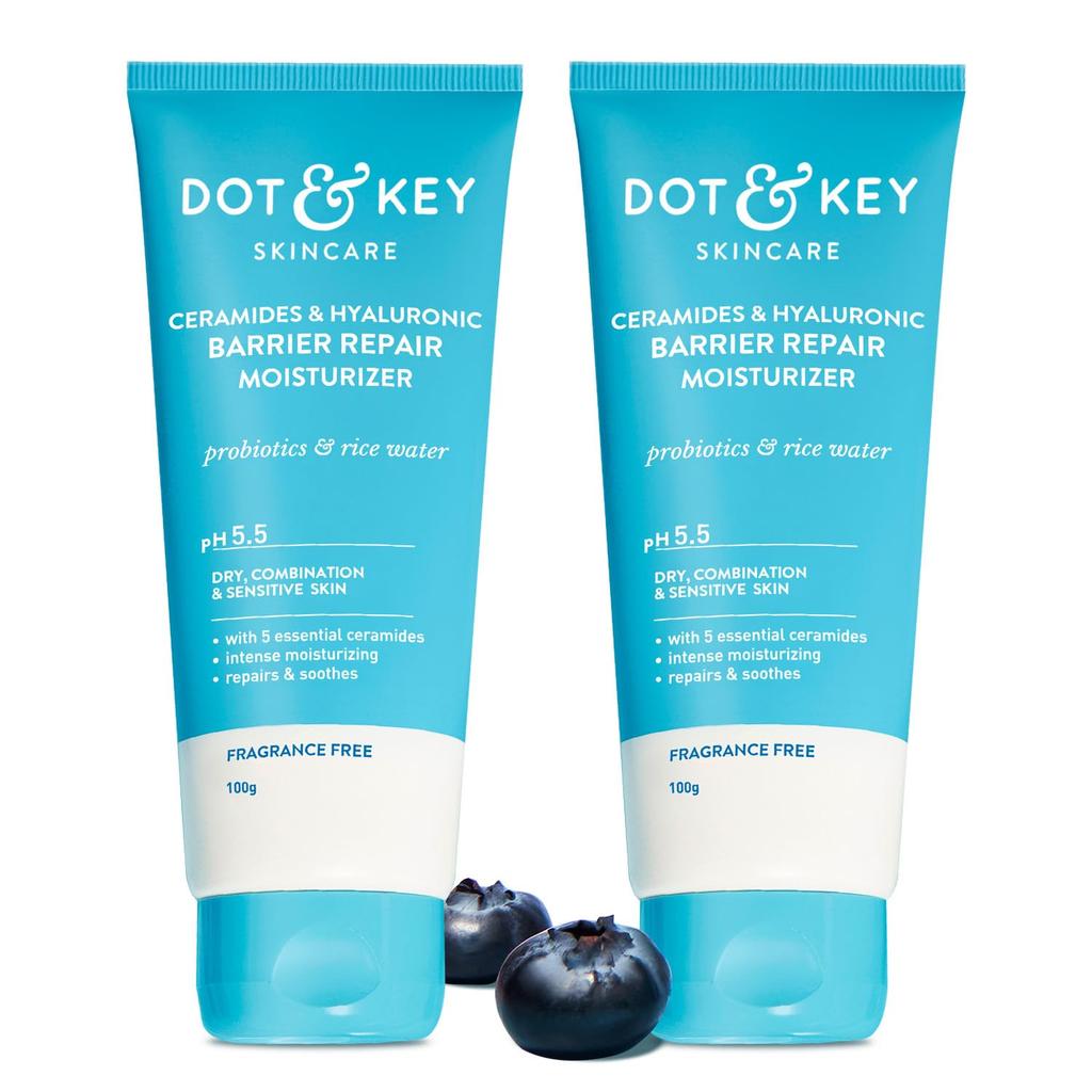 Dot & Key Увлажняющий крем для лица Восстановление барьера 100 г Упаковка 2 шт. Керамиды Гиалуроновая Некомедогенный Увлажняющий крем для кожи