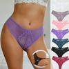 Floral Lace G String Panties Women's Solid Color Low Waist Briefs Hollow Through Thong Underwear
