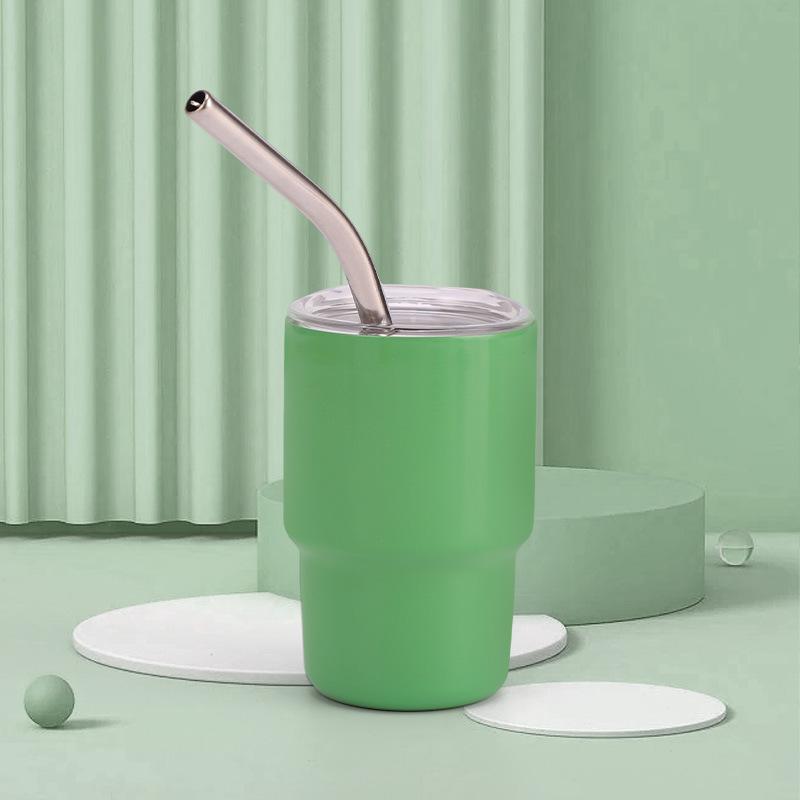 1pcs Tumbler Design Shot Cups 3oz Stainless Steel Shot Glass With Lid And Straw Insulated Drinking Cup For Bar Pub Club Restaurant Home Use Drinkware