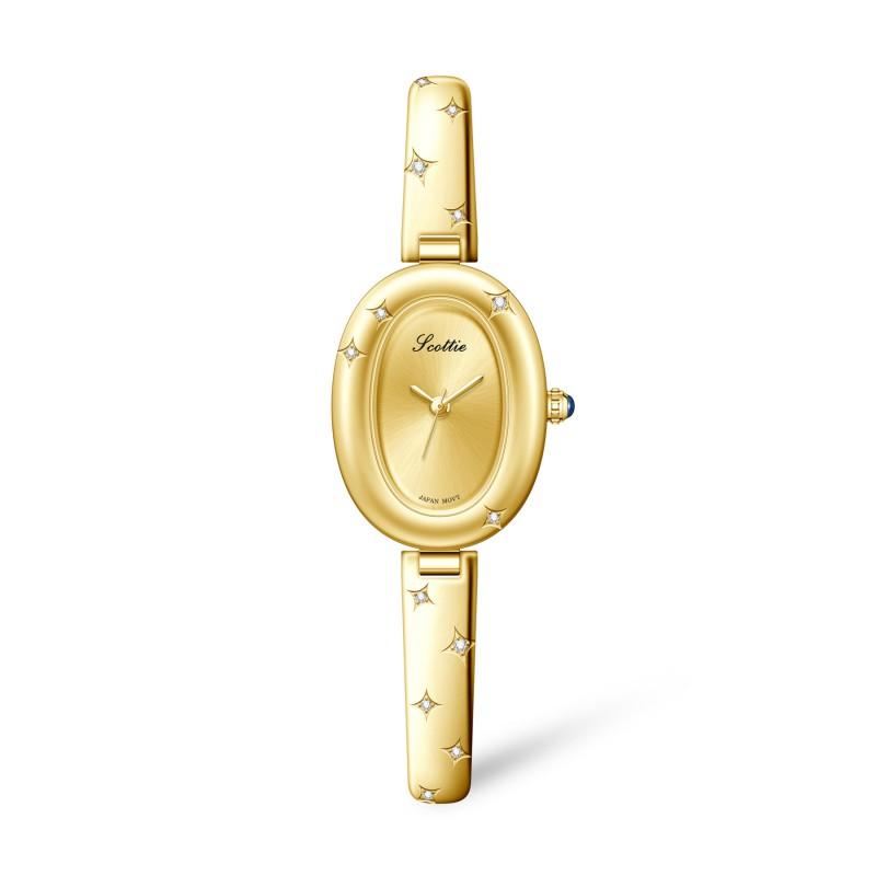 Elegant Womens Alloy Watch With Crystal Dial Oval Face 24mm Minimalist Luxury Bracelet Style 30M Water Resistant