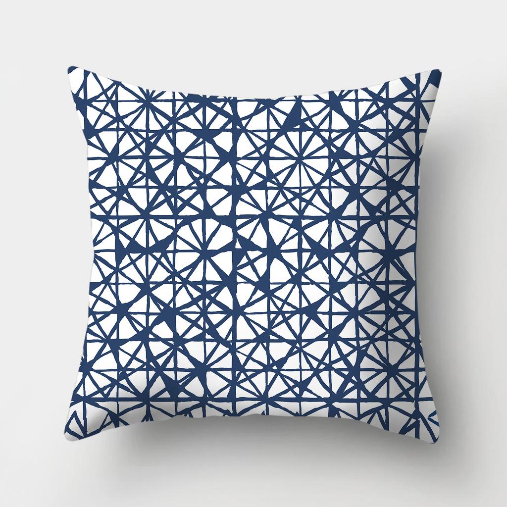 Blue Pattern Decorative Cushion Cover Stripe Geometric Pillow Case For Car Sofa Decor Pillowcase Home Throw Pillow Cover 45X45CM